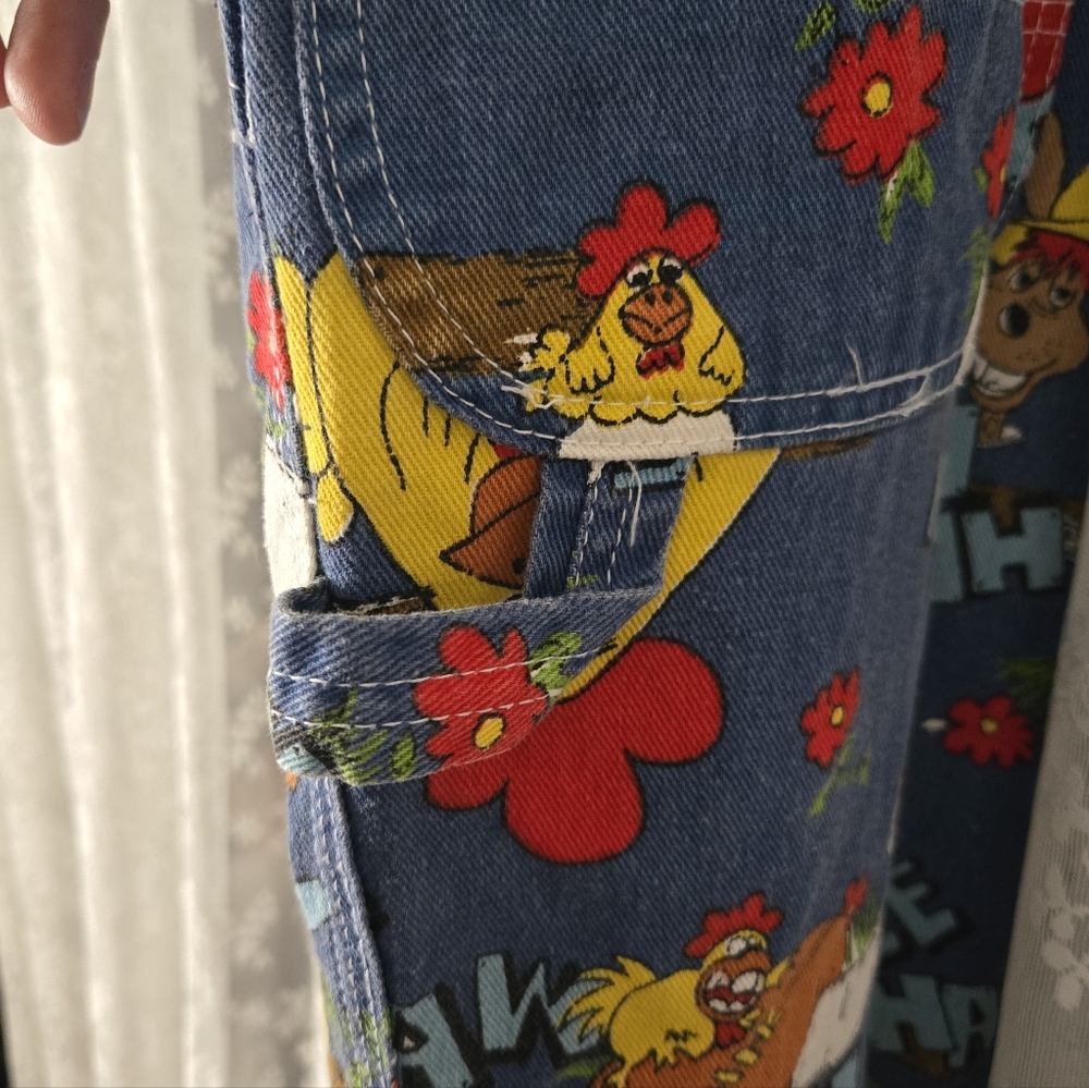 Vintage RARE 1970s Liberty "HEE HAW" Print Denim Overalls - Picture 8 of 15